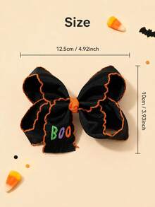 2 kẹp tóc nơ vải kẻ caro đen trắng Halloween, kẹp tóc nơ thêu chữ Boo, phụ kiện tóc thời trang cho trẻ em, quà tặng lễ hội Carnival - Nhiều màu - Xem 8