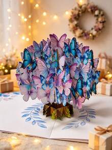 Personalized Custom Butterfly 3D Pop-Up Greeting Card, Butterfly 3D Card, Handmade Butterfly Card With Envelope And Blessing Message, Suitable For Anyone, Holiday Gift For Mom, Dad, Family And Friends, Holiday Desktop Decoration Souvenir - Single Piece - View 6