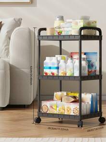 Rolling Storage Rack With Pegboard, Multi-Tier Movable Storage Organizer For Bedroom, Rental Home And Household Use - View 1