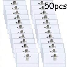 100/50/36/24/10/5/2pcs Fun Name Badge Clips & Pins (9 X 5.6cm) – Transparent Plastic Horizontal ID Badge Holders, Suitable For Office, School And Conferences; Durable PVC Material, With Clip/Pin Combination Attachment And Reinforced Badge Holder. - A - View 15