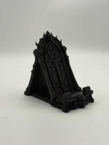 1pc Halloween Gothic Skull Phone Stand, Dark Gothic Style Desktop Phone Holder With Storage Box Function; Black Decorative Desktop Phone Stand, Halloween Home Decor Ornament. Suitable For Desk, Bedside Table, Shelf, Home Office Desktop Decoration, Perfect For Gothic Style Enthusiasts, Essential Halloween Gift - Multicolor - View 12