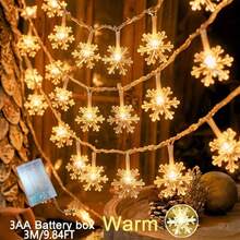 1pc 1.5/3/6m Warm White Christmas String Lights, LED Snowflake Battery Powered, Suitable For Living Room And Other Indoor Home Decor, Christmas, Thanksgiving, New Year Party, Winter And Gatherings (Battery Not Included) - Snowflake - View 16