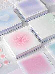 112Sheets Gradient Translucent Sticky Notes Set With Mini Stickers, Cute Aesthetic Vellum Memo Pad For Scrapbooking Journaling School Supplies - Multicolor - View 2