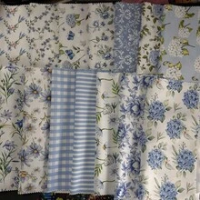 14/28pcs Blue Quilted Fabric, 25cm X 25cm Blue Fabric Squares Vintage Pre-Cut Quilt Kit With Floral And Striped Print Patterns, For DIY Crafts - Variant - View 11