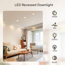 Aigostar Downlight LED Techo Empotrable, 18W Equivalente a Halógena 131W, 2100LM, Blanco Neutro 4000K, Ojos de Buey Para Techo Interior, Ф190-200 mm - Redondo - 18W - 4000K - Ver 3