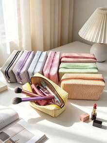 6/3/1pc Large Capacity Travel Storage Bag, Convenient Striped Storage Bag, Cosmetic Storage Bag, Multi-Functional Zipper Bag, Holiday Gift, Christmas Gift, Women's Gift. - Multicolor - View 3
