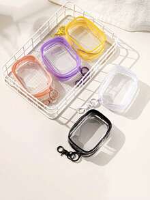 1pc Cute Fashion Candy Color Transparent Storage Bag, PVC Material Coin Purse, Compact Lightweight Easy To Carry, Suitable For Storing Coins, Jewelry, Rings, Hair Ties, Phone, Data Cable, Sanitary Pads, Etc. - View 1