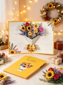 Custom 3D Floral Design, Foldable Premium Paper Art, Holiday Greeting Card, Suitable For Family, Relatives And Friends, Desktop Decor, Holiday Commemorative Gift, Used For Holiday Greetings - Single Piece - View 8