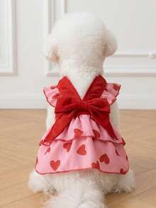 LUCKIE PAW 1pc Simple Cute Pattern Bow Princess Dress Suitable For Chihuahua Small Dog Cute Simple Casual Fashion Dog Clothes Applicable For Cats And Dogs Indoor And Outdoor - Multicolor - View 4