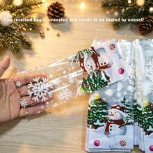 100pcs Christmas Snowflake Gift Bags - Transparent Plastic Packaging, Suitable For Holiday Parties, New Year, Thanksgiving - Multi-Purpose Gift Bags, Decorative Packaging Bags - Matte White - View 5