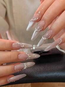 50/100pcs Fall/Autumn/Fall Nails High Transparency Mixed Pointed Rhinestones Nail Parts, Sparkling Exquisite Nail Art Accessories, Collection Of Rectangular, Teardrop, Pointed Round And Other Cutting Shapes, Transparent Pure White, Full Facets, Reflecting Brilliant Luster Under Light, Rich Size Specifications, Suitable For Various Nude And Transparent Nail Art - Multicolor - View 2