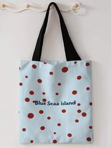1pc Polka Dot Snowman Print Canvas Tote Bag, Large Capacity Hand‑Held Shoulder Bag,Reusable Shopping Bag For Music Festival Party Daily Packing Books - Multicolor - View 17
