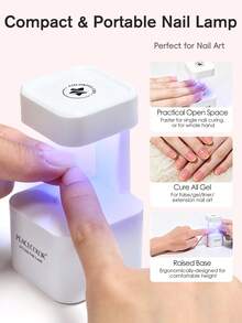 peacecolor Clear Almond Nail Tips Kit, Nail Tips & Nail Glue Gel Set With Mini Portable UV LED Nail Lamp, Base Coat & Top Coat, DIY Nail Extension Manicure For Home Use - Multicolor - View 6