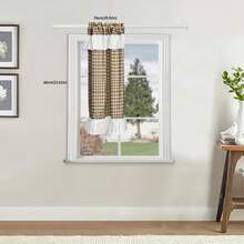 1pc Cloud Lace Plaid Curtain, Multi-Color Selection, Soft Lace Design For Minimalist Elegant Home Decor - Brown - View 11