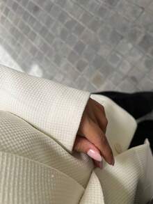 Women's Regular Fit White Textured Waffle Fabric Blazer, Ideal For Creating Sophisticated And Elegant Looks For Commuting, Casual, Dating, Parties, Outings And Holiday Celebrations - Apricot - View 4
