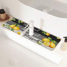 1pc Lemon Pattern, Sink Faucet Absorbent Mat, Drainage Mat, Suitable For Kitchen, Bathroom Sink, Countertop, Drainage Mat, Diatomaceous Earth Material, Trimmable, Quick-Dry Mat - Multicolor - View 3