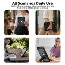 Heavy Duty Anti-Drop Tablet Protective Case, Adjustable Stand, Wrist Strap, 3-In-1 Shockproof And Anti-Drop, European And American Style, Compatible With Apple And Tablet Protective Case, (Some Models With Electronic Pen Slot) - Black - View 5