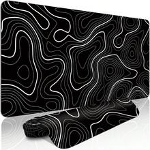 Minimalist Black & White Streamline Pattern Gaming Mouse Pad, Non-Slip Rubber Desk Mat, Smooth Glide Surface, Suitable For Computer Laptop Office Home, Abstract Art Decor, Back To School Supplies - A - View 1