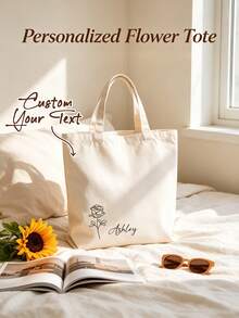Custom Photo & Text Tote Bag – Personalized, Reusable Shoulder Shopping Bag With Foldable Design (Polyester, Assorted Colors) - Multicolor - View 9