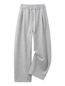 NBCT Women's Casual Streetwear Pants, Elastic Drawstring Waist Versatile Commute Home Leisure Sports Long Pants - Grey - View 3