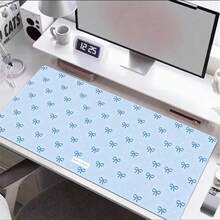 Alas Meja Motif Bunga Polkadot dan Pita Biru Lucu Gaya Korea, Alas Mouse Kulit PU Besar untuk Keyboard Komputer, Alas Mouse Kartun Lucu, Hadiah Dekorasi Rumah, Gaya Y2K Girl - View 1