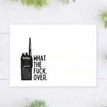 1pc What The F Over Card, Walkie-Talkie Sarcastic Humorous Greeting Card With Envelope, Vintage Radio Illustration Funny Quote Creative Card, Playful Teasing Friendship Joke Card, Fun Humorous Gift Card For Best Friend - Multicolor - View 1