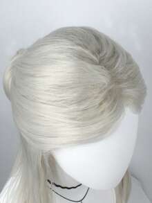 20 Inch Meatball Shaped Hair Bun Anime Straight Hair Without Bangs Synthetic Fiber Heat-Resistant Wig, Suitable For Role-Playing, Gaming, Or Parties - Silver - View 5