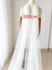 1pc White Bridal Tulle Minimalist Scarf Shawl, Off-Shoulder Cape Accessory For Wedding Dress - Multicolor - View 9