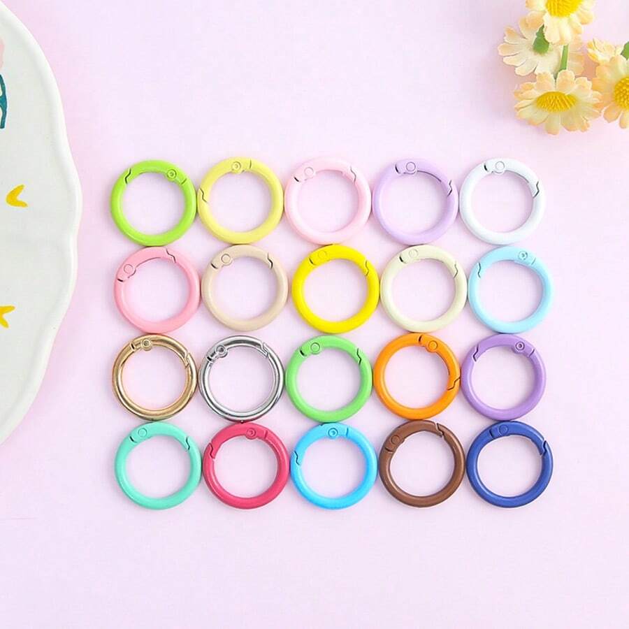 10/20pcs Mixed Color Spring O-Ring Keychains, Colorful Coated Metal Open Rings, DIY Key Chain Bag Pendant Hardware Accessories - Multicolor - View 1