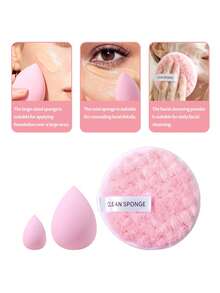 10‑Piece All‑Purpose Makeup Sponge Set, Made Of 1 Reusable Clean Sponge Puff, 4 Standard Makeup Sponges And 5 Mini Makeup Sponges - Pink - View 6