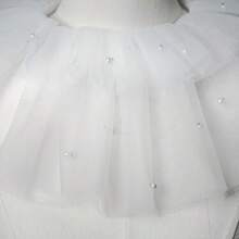 Detachable Pearl Mesh Layered Ruffle Fake Collar, Court Style Sweet Decor Accessory For Dress And Photo Shoot - White - View 4