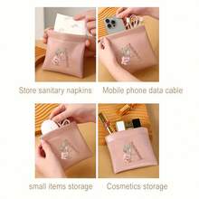 Mini Storage Bag, Women's Coin Purse, Auto-Closing Multi-Function Organizer Bag With A-Z Print For Charger And Cables - Portable Carry Bag Suitable For Lipstick, Coins, Earphones, Data Cables, Keys, Jewelry And Charging Cables - Multicolor - View 4