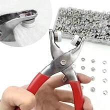 kit de Alicate Aplicador Para Botao De Metal De Pressao Roupa Bebe C/ 150 unidades 9,5 mm botões de roupas - Vermelho - Visão 7