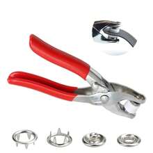 kit de Alicate Aplicador Para Botao De Metal De Pressao Roupa Bebe C/ 150 unidades 9,5 mm botões de roupas - Vermelho - Visão 10