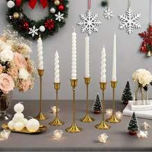 48 Pcs Metal Bronze Taper Candle Holders, Assorted 3‑Height Candlestick Holder Set, Elegant Table Centerpieces For Wedding Receptions, Dinners, Mantels And Home Decor - Bronze - View 4