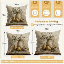 4pcs/1pc Vintage Still Life Fruit & Vegetable Pattern Pillow Case, Single-Sided Printed Pillow Case, Suitable For Living Room, Bedroom, Home Decor, All-Season Pillow Case - Multicolor - View 2