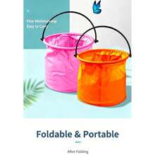Foldable Bucket With Handle, Mini Collapsible Beach Bucket, Pencil Washing Bucket, PVC Paint Bucket, Multi-Functional Collapsible Fishing Bucket, Suitable For Outdoor Use, Gardening Watering, Cruise Cleaning, Camping, Travel, Beach, Pool, Picnic Essentials - A - View 10