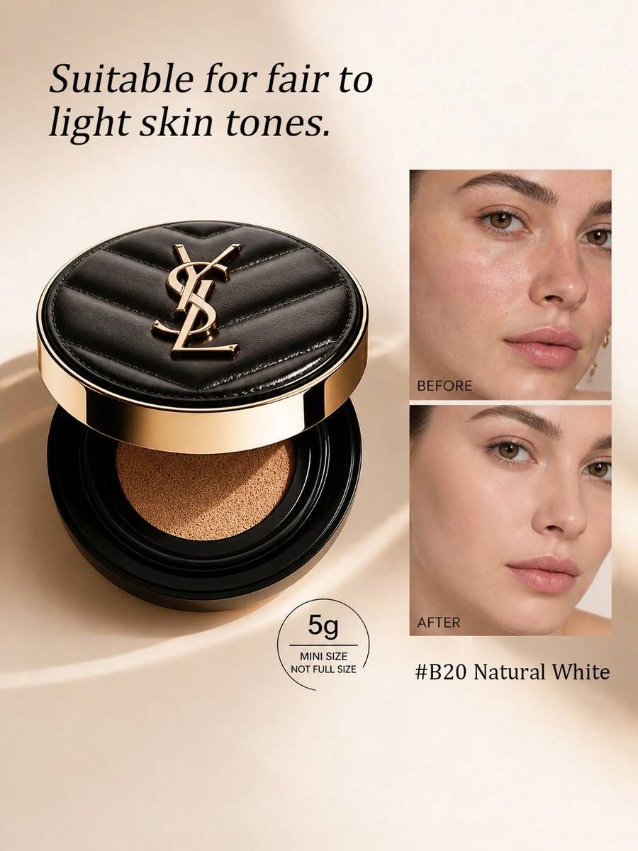 Yves Saint Laurent Black Leather Cushion B20 5g Trial Size - Smooth Natural Finish, Suitable For Daily Touch-Ups - B20/5g - View 1