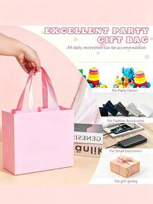 5/1pc Mixed Size Pink Gift Packaging Bags, Large/Medium/Small, Thickened Kraft Paper, Pink Shopping Bags With Handles, Suitable For Bulk Purchase, Retail Packaging, Commercial Use, Handmade, Grocery Store, Boutique, Party Favors And Wedding Occasions - Pink - View 8