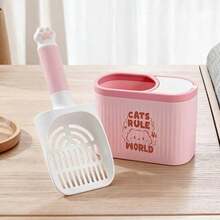 Cat Supplies And A Cat Litter Box With A Storage Shelf, Made Of Durable Plastic Material, Featuring An Additional Compartment For Storing Garbage Bags. Essential Items For Pet Hygiene, Must-Have For Families With Multiple Cats. - Multicolor - View 4