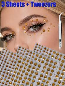 3/5 Sheets Self-Adhesive Face Gem Tattoo Stickers (3/4/5/6mm-165pcs) Rhinestone Stickers For Face, Hair, Body, Eyes, Suitable For Festivals, EDM Festivals, Parties, Halloween, Cosplay Makeup, DIY Nail Art Crafts - Multicolor - View 14