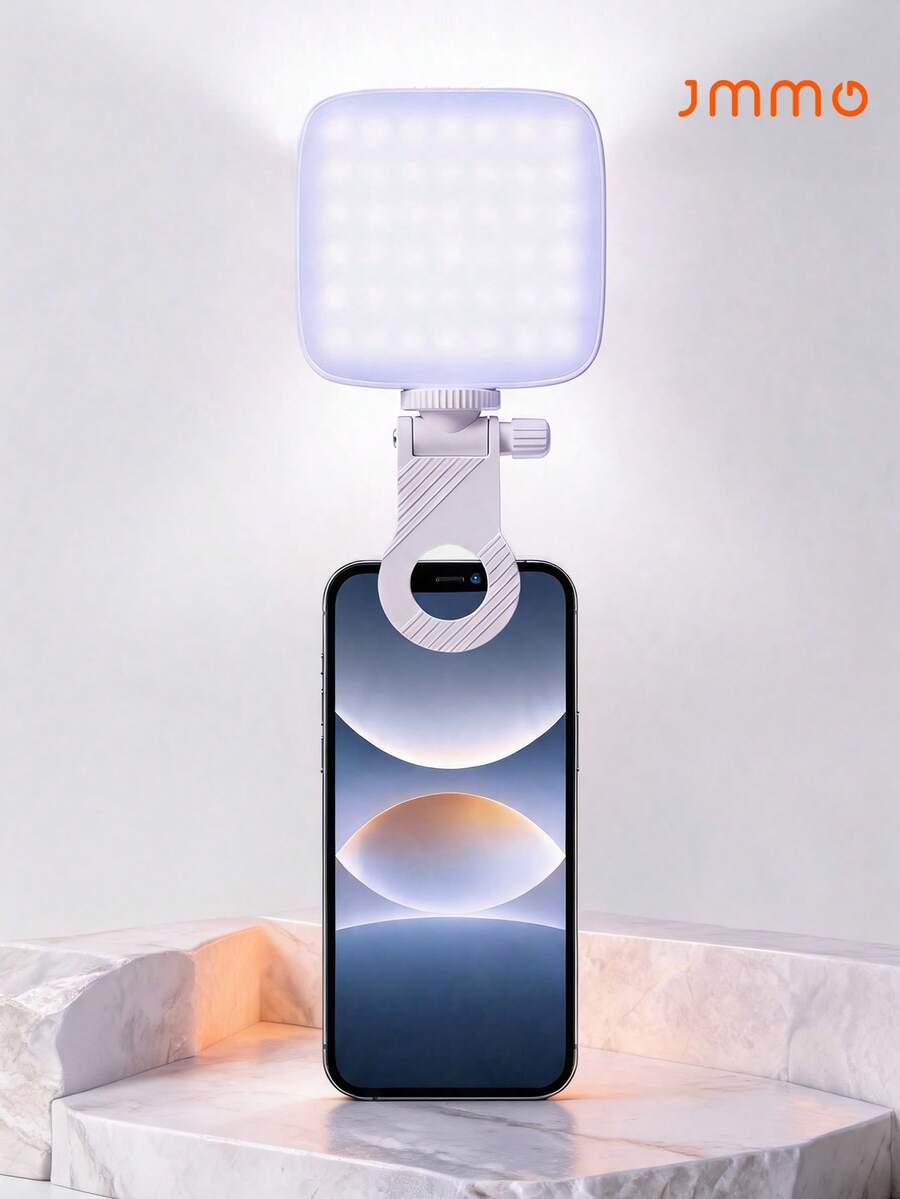 JMMO Portable LED Selfie Light For Phone Clip On, Mini Rechargeable Fill Light With Adjustable Brightness, Pocket Camera Video Light For Makeup, Live Streaming, Zoom Meetings, Rechargeable Clip-On Video/Photo Lighting, Compatible With Phones & Cameras - RGB - View 1
