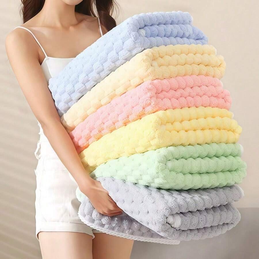 sanrou 2 Pieces Luxury Coral Fleece Towel Set For Women - Ultra Soft & Absorbent, Quick-Dry Waffle Weave Bath Towels - Perfect For Spa, Gym, Travel & Outdoor Adventures - Multicolor - View 1