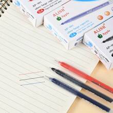Large Capacity 0.4mm Fine Needle Tip Gel Pens, 12 Pieces Per Box, Simple Colorful Gel Ink Pen For Exam Note Taking Office School Supplies - Blue-12PCS - View 5