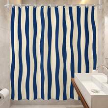 1pc Line Pattern Shower Curtain, Minimalist Design, Waterproof Bath Curtain, Suitable For Bathtub Partition, Bathroom Decor And Bathroom Accessories, Includes 12 Hooks, Home Decor Gift - Multicolor - View 10