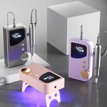 2-In-1 Portable Electric Nail File & UV LED Lamp Station, 40 Speeds Rechargeable E-File Machine Kit With LCD Display, Professional Cordless Manicure Set For Acrylic Gel Polish Removal - Multicolor - View 2
