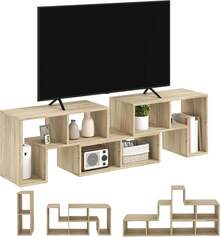 2026 NEW : TV Stand ForTelevision Up To 75 Inches, Oak Wood-Effect - Grey Oak Wood Grain - View 7