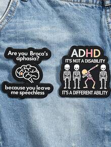 1pc Humorous Mental Health Enamel Brooch, ADHD Broca's Aphasia Skull Lapel Pin, Neurodiversity Humor Badge, Suitable For Backpack, Denim Jacket Decoration Gift - Multicolor - View 6