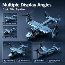 403 PCS Helicopter Building Blocks, Adult Collectible Military Brick Model, Gift For Halloween Christmas Thanksgiving Birthday - Teal Blue - View 5