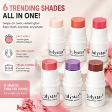 Julystar maquillaje profesional Colorete de larga duración pigmentado Colorete en crema - Rojo - Ver 4